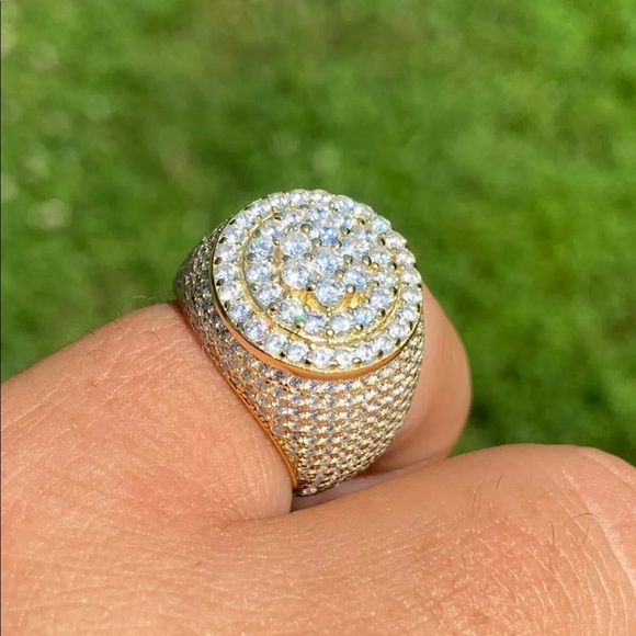 14k Gold Over Solid 925 Sterling Silver Men's Ring - Picture 8 of 9